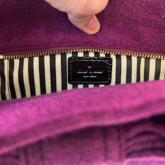 NWT Kate Spade New York Walker Park Purple Felt Thick Bow Bag - Picture 5 of 12